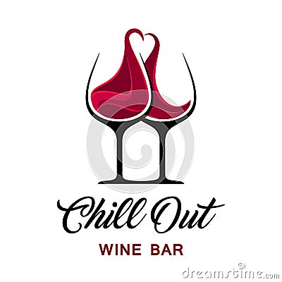 Chill out wine bar logo template. Vector Illustration