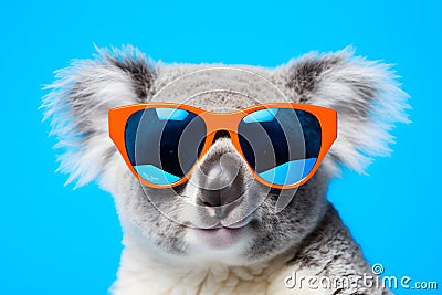 Chillaxed Koala with Sunglasses Portrait. Generative AI illustration Stock Photo