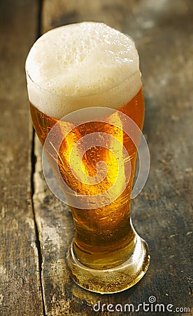 Chilled beer with a frothy head Stock Photo