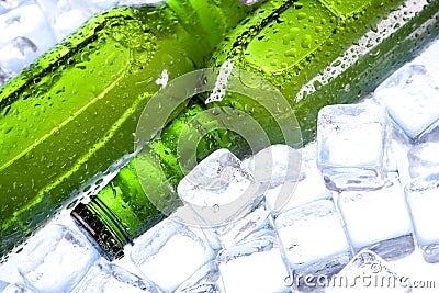 Chilled beer in ice! Stock Photo