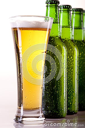 Chilled beer on white! Stock Photo