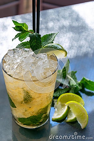 Chilled lime and mint Mojito Stock Photo