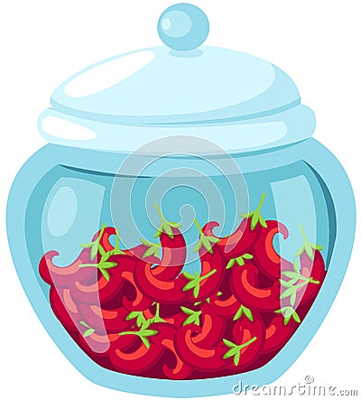 Chilli in glass jar Vector Illustration