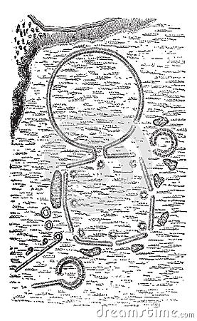 Chillicothe Earthworks in Chillicothe, Ohio, USA vintage engraving Vector Illustration