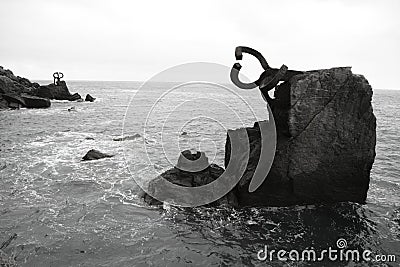 Chillida rusty steel sculpture in San Sebastian Stock Photo