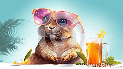 Chillin' Bunny: A Rabbit's Tropical Getaway Stock Photo