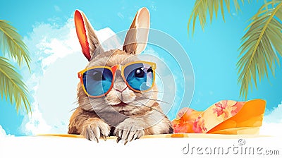 Chillin' Bunny: A Rabbit's Tropical Getaway Stock Photo