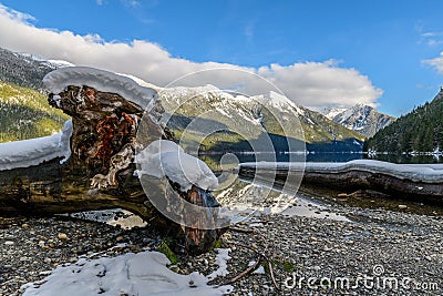 Chilliwack Lake with the reflecting Mount Redoubt Skagit Range Stock Photo