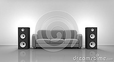 Chillout Room and Music Speakers. Stock Photo