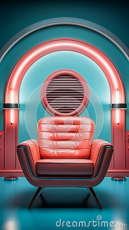 Chillwave of the Past: Retrofuturistic 60s Space Vibes, Generative AI Stock Photo