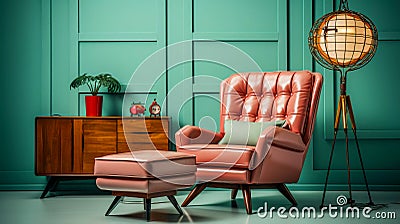 Chillwave of the Past: Retrofuturistic 60s Space Vibes, Generative AI Stock Photo