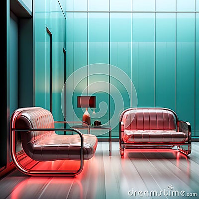 Chillwave of the Past: Retrofuturistic 60s Space Vibes, Generative AI Stock Photo