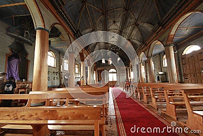 Chiloe Chile - Wooden Church Editorial Stock Photo