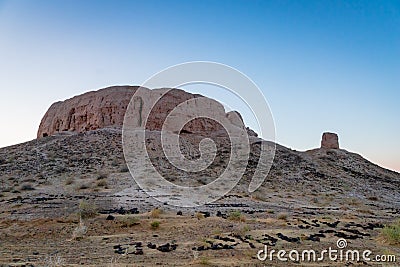 Chilpik Tower of Silence, an ancient Zoroastrian burial site in Nukus, Uzbekistan Stock Photo