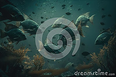 Chimaera Fish Underwater Lush Nature by Generative AI Stock Photo