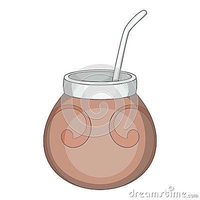 Chimarrao for mate or terere icon, cartoon style Vector Illustration