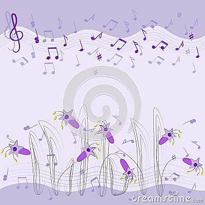 Chime of lilac bells. Vector Illustration