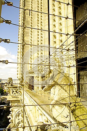 Chimera from Notre Dame Cathedral Stock Photo