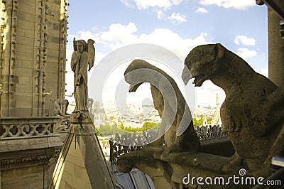 Chimera from Notre Dame Cathedral Editorial Stock Photo