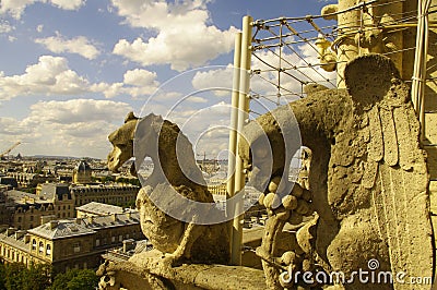 Chimera from Notre Dame Cathedral Stock Photo