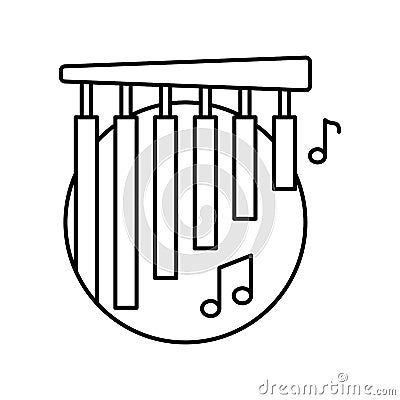 Chimes in circle icon. Simple line, outline vector elements of musical instrument icons for ui and ux, website or mobile Vector Illustration