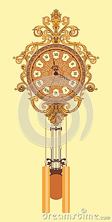 Chiming wall clock Vector Illustration