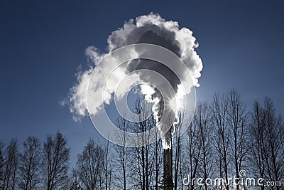 Chimney of a heat and power station, Finland Stock Photo