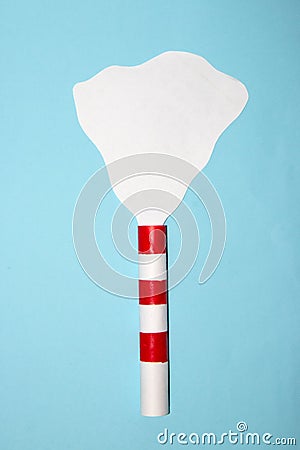 chimney of a heating plant from which smoke comes out as copy space, minimal concept, energy crisis Stock Photo