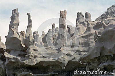 Chimney like rock formations in Fantasy Canyon, Utah Stock Photo