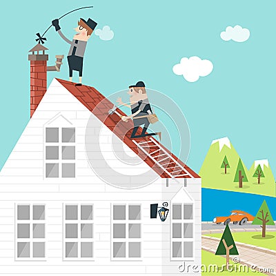 Chimney and roof Vector Illustration