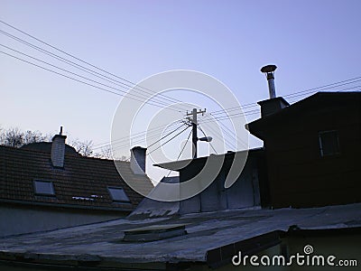 Chimney on rooftop Stock Photo