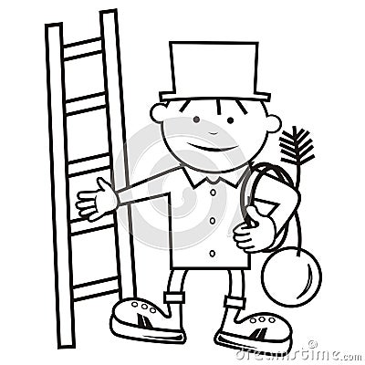 Chimney sweep, coloring book Vector Illustration