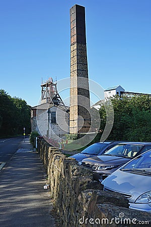 Chimney and winding head at national mining museum Editorial Stock Photo