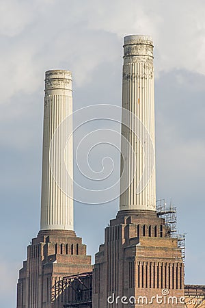 Chimneys of Battersea power station Stock Photo