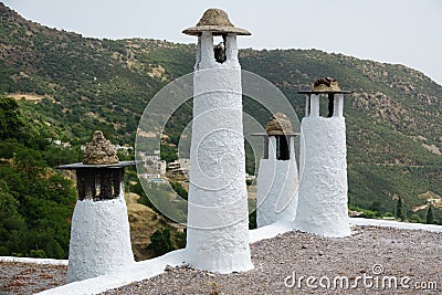 Chimneys in Capileira, the Alpujarra, Granada Stock Photo