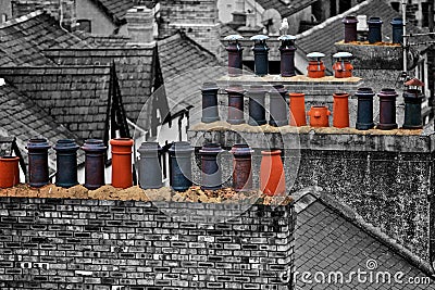 Chimneys in Wales Stock Photo