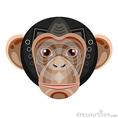 Chimpanzee Head Logo. Monkey Vector decorative Emblem. Vector Illustration