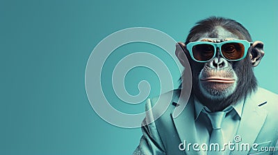 Chimpanzee In Sunglasses: A Bold And Innovative Retro Glamor Stock Photo