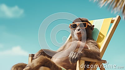 chimpanzee in sunglasses Stock Photo