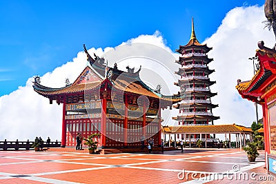 The Chin Swee Caves Temple is a Taoist temple in Genting Highlands, Pahang, Malaysia, scenery from a top Chin Swee Temple at Genti Stock Photo