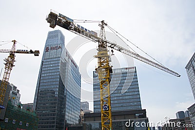 China Asia, Beijing, Central Business District, in the construction of CBD, tower crane Editorial Stock Photo