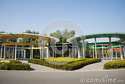 China Asia, Beijing, the Olympic Forest Park, five ring Pavilion Editorial Stock Photo