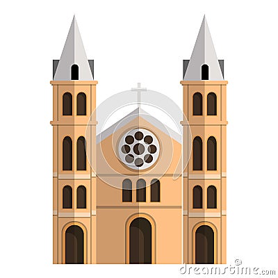 China church icon, cartoon style Vector Illustration