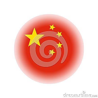 China circle flag, isolated on white background, vector illustration. Cartoon Illustration