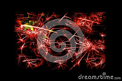 China fireworks sparkling flag. New Year 2019 and Christmas party concept. Stock Photo