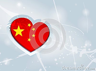 China Flag in the form of a 3D heart and abstract paint spots background Stock Photo