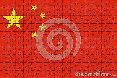 China Flag Jigsaw Puzzle, 3d illustration Cartoon Illustration