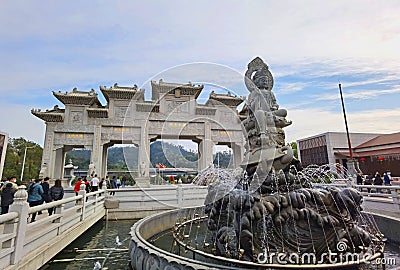 China Greater Bay Buddhism Buddhist Buddha Chinese Temple Religious Architecture Zhuhai Xiangzhou Putuo Temple Facade Landmark Editorial Stock Photo