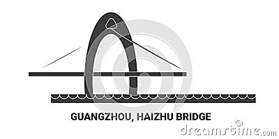 China, Guangzhou, Haizhu Bridge, travel landmark vector illustration Vector Illustration