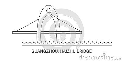 China, Guangzhou, Haizhu Bridge, travel landmark vector illustration Vector Illustration
